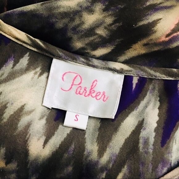 Parker SZ S silk cold shoulder dress - Picture 3 of 4